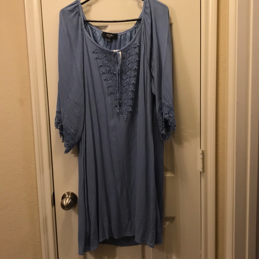 New Blue dress w/crochet detailing